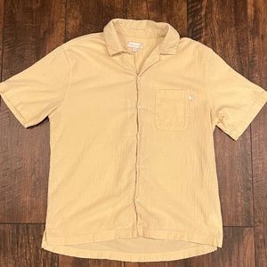 Vintage Yellow Linen Short Sleeve Button Up